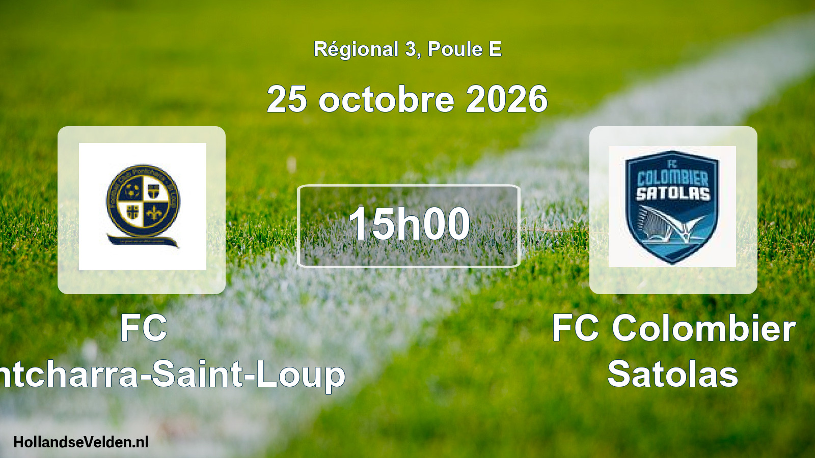 Match programmé: FC Pontcharra-Saint-Loup - FC Colombier Satolas (25 octobre 2026)