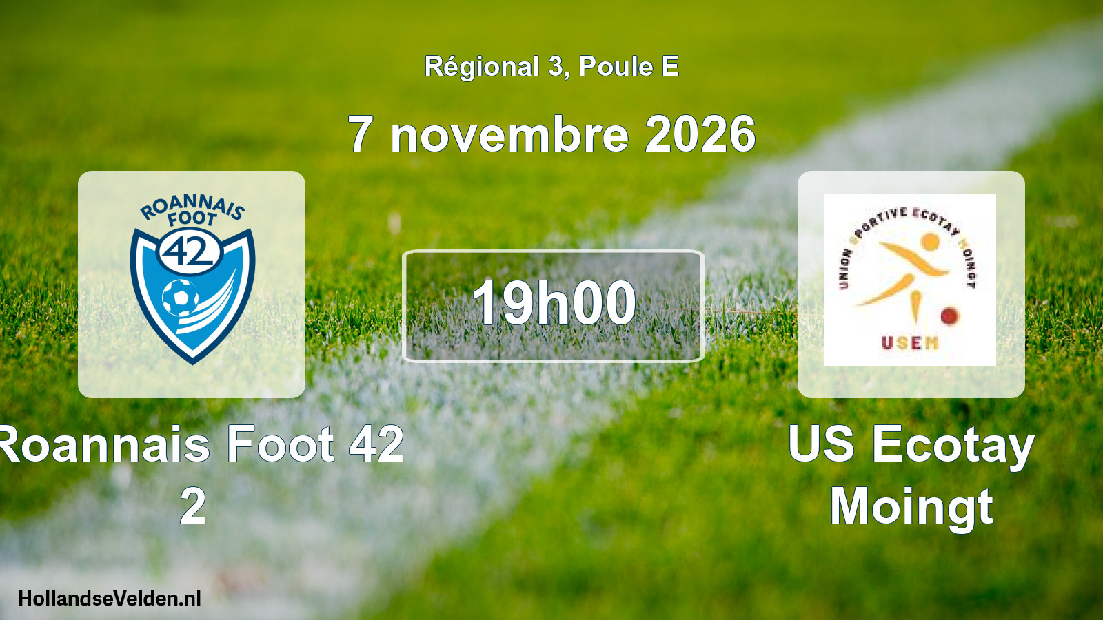 Match programmé: Roannais Foot 42 2 - US Ecotay Moingt (7 novembre 2026)