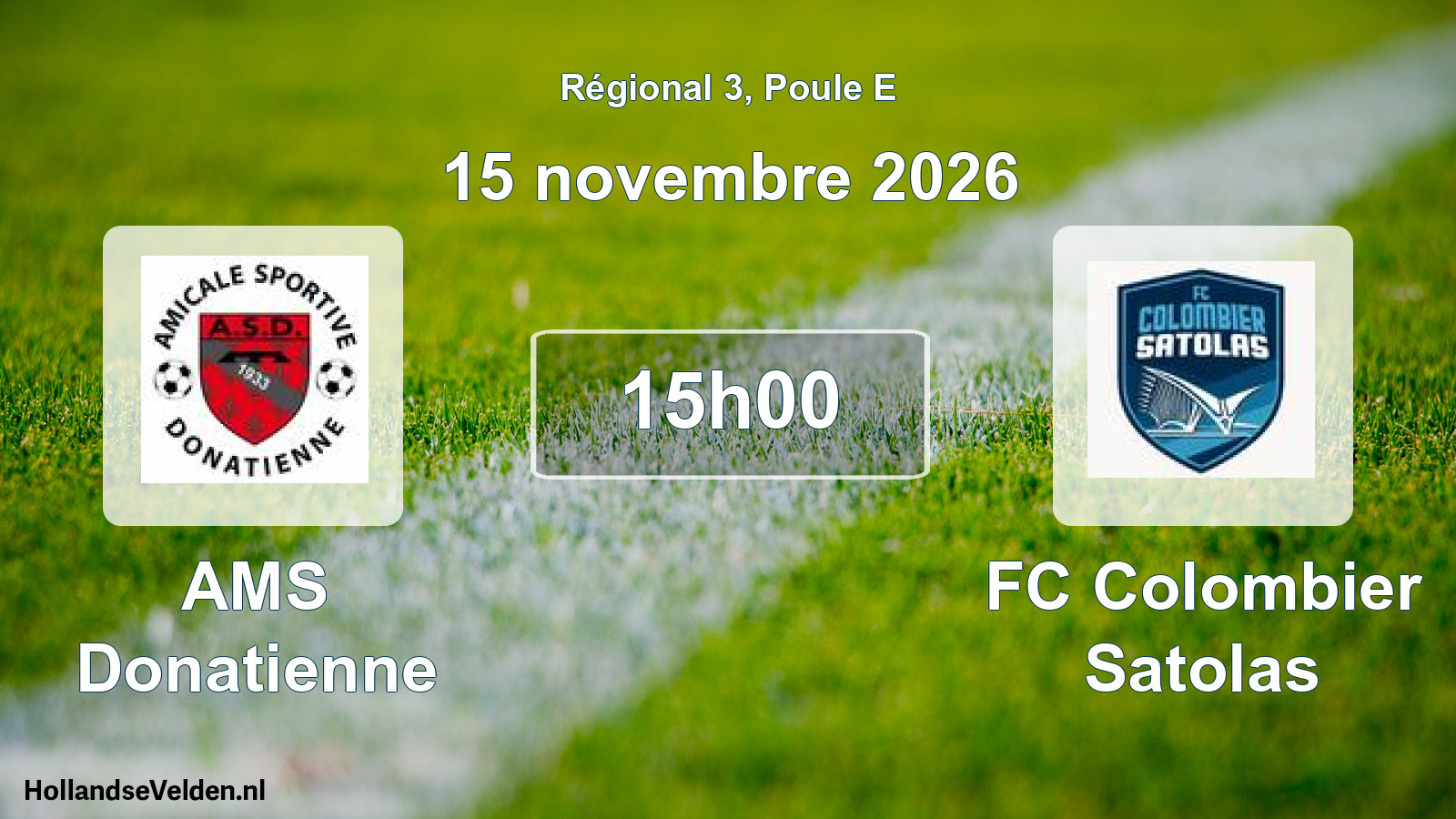 Match programmé: AMS Donatienne - FC Colombier Satolas (15 novembre 2026)