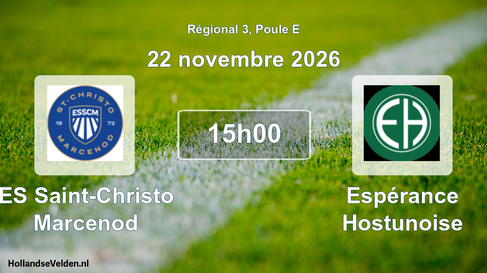 Match programmé: ES Saint-Christo Marcenod - Espérance Hostunoise (22 novembre 2026)