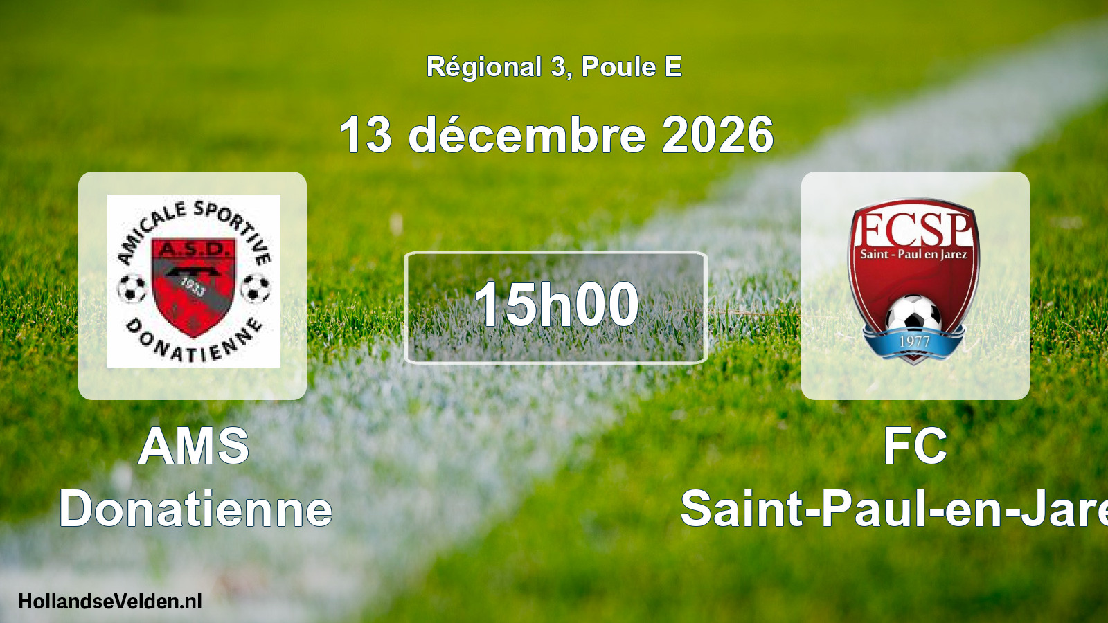 Match programmé: AMS Donatienne - FC Saint-Paul-en-Jarez (13 décembre 2026)