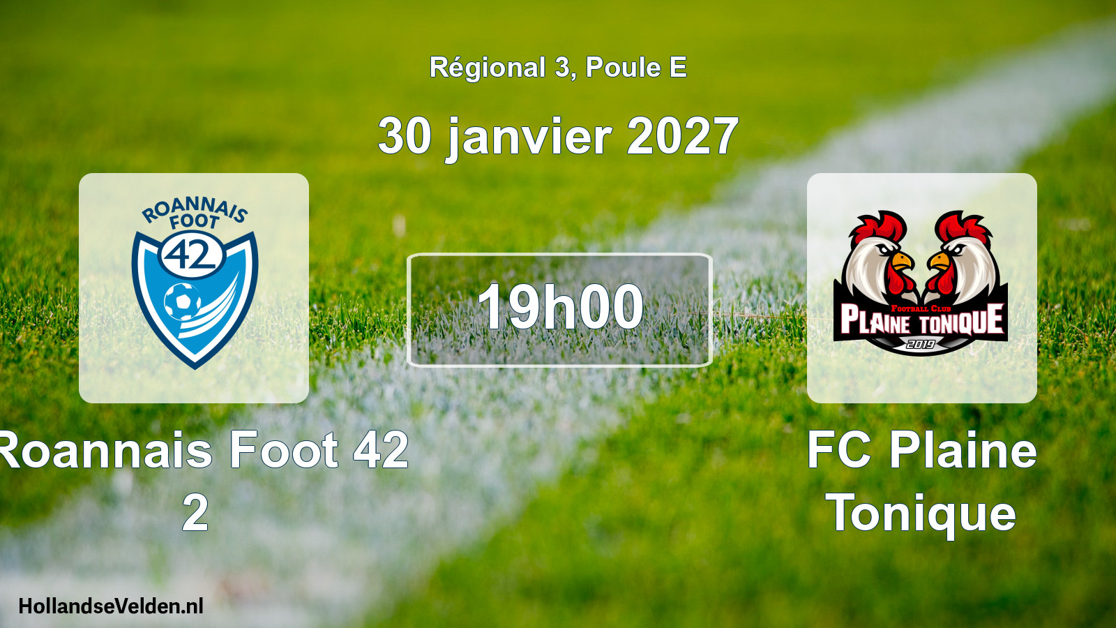 Match programmé: Roannais Foot 42 2 - FC Plaine Tonique (30 janvier 2027)