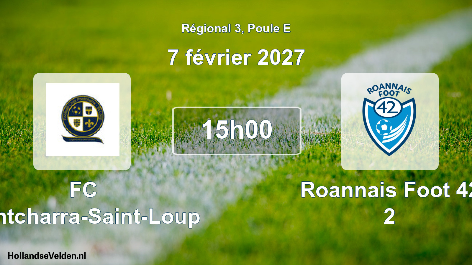 Match programmé: FC Pontcharra-Saint-Loup - Roannais Foot 42 2 (7 février 2027)