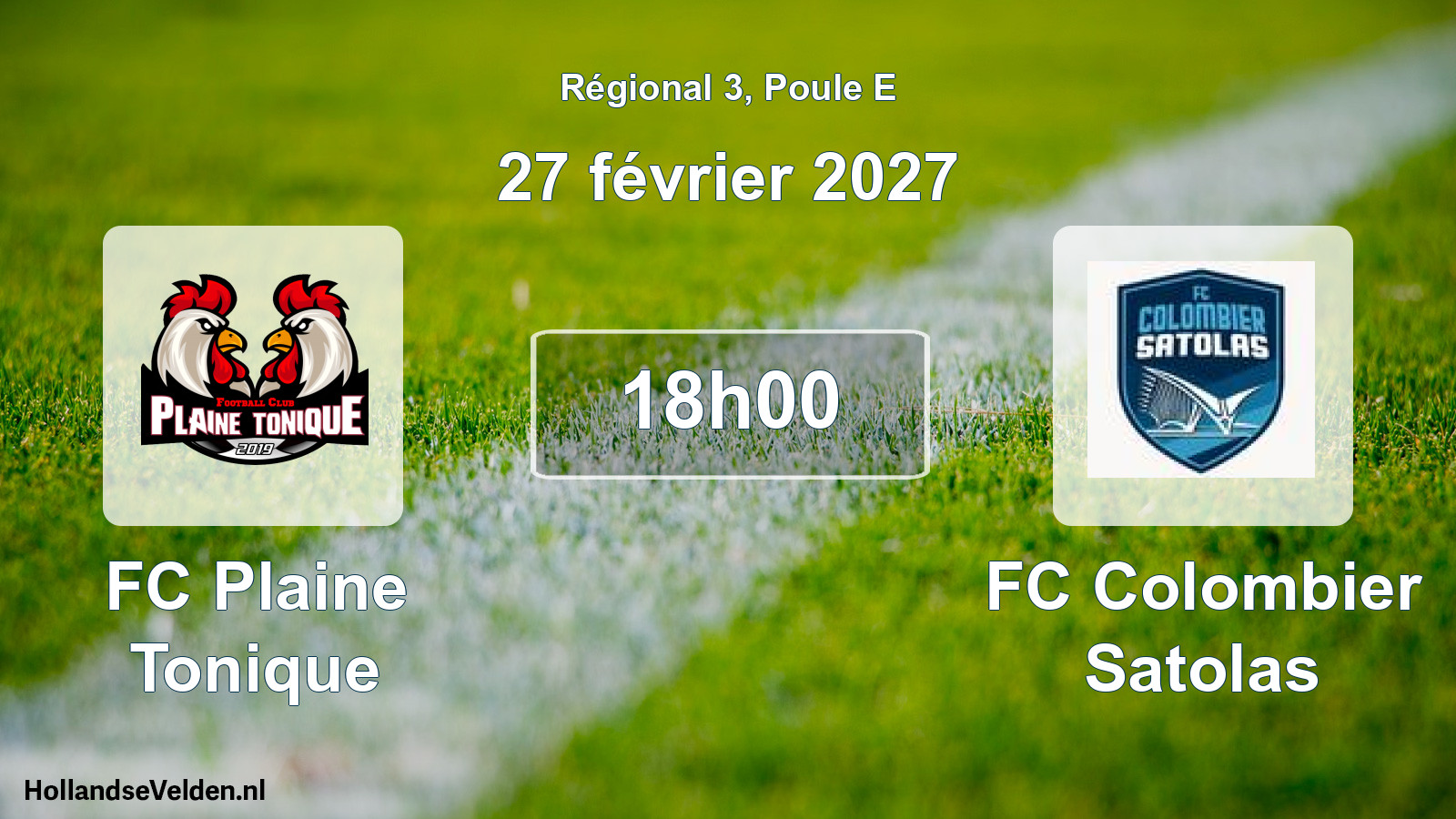 Match programmé: FC Plaine Tonique - FC Colombier Satolas (27 février 2027)