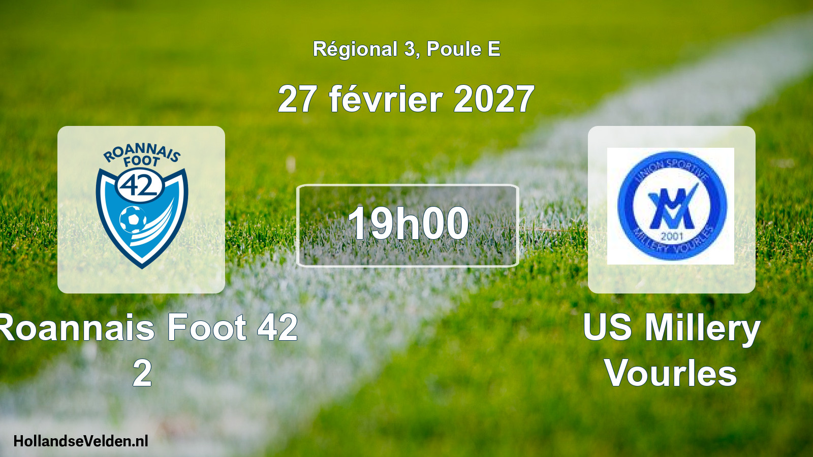Match programmé: Roannais Foot 42 2 - US Millery Vourles (27 février 2027)