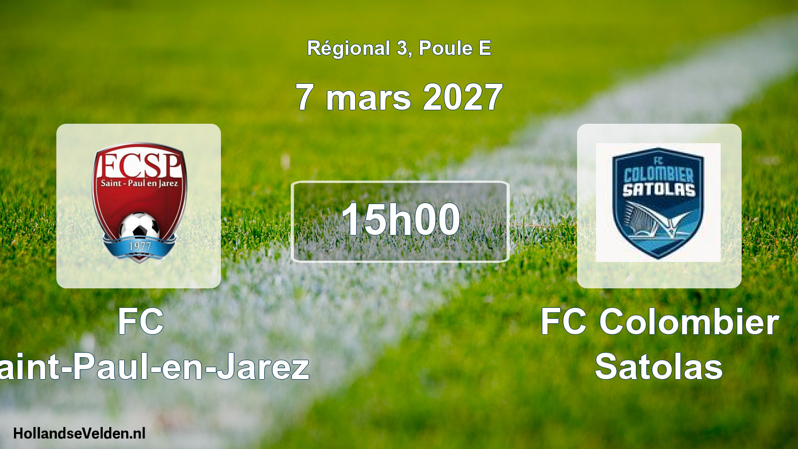 Match programmé: FC Saint-Paul-en-Jarez - FC Colombier Satolas (7 mars 2027)
