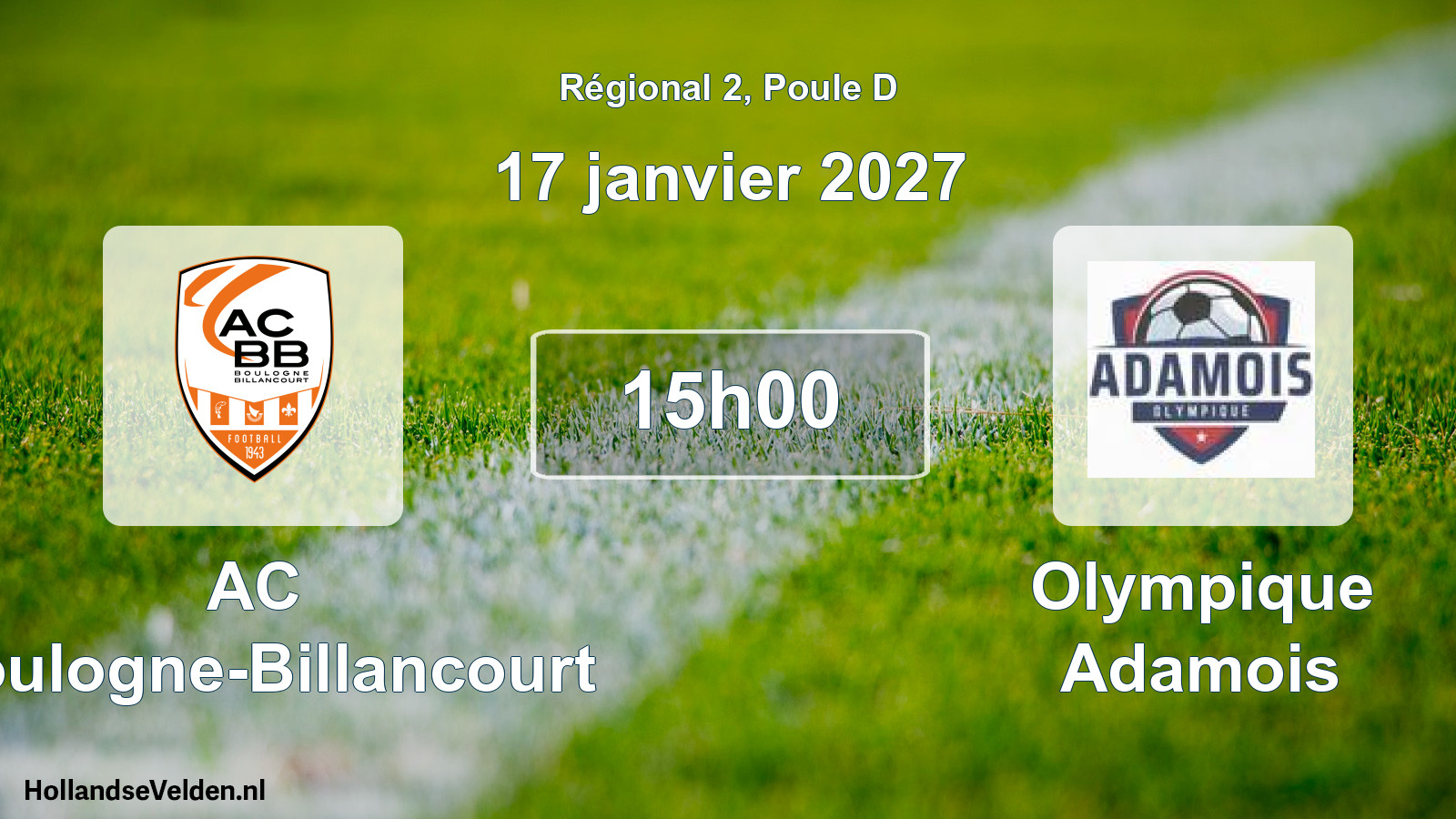 Match programmé: AC Boulogne-Billancourt - Olympique Adamois (17 janvier 2027)