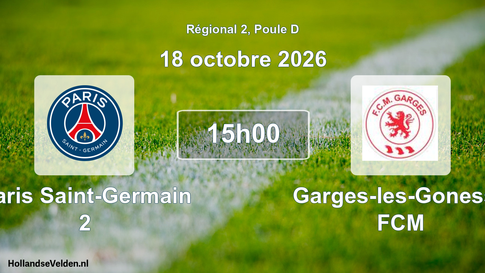 Scheduled Match: Paris Saint-Germain 2 - Garges-les-Gonesse FCM (18 October 2026)