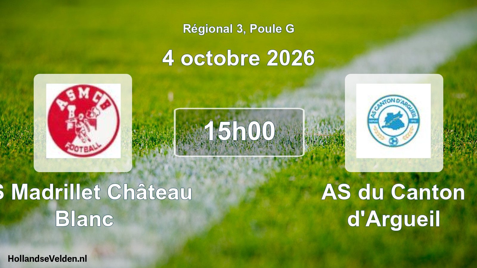 Scheduled Match: AS Madrillet Château Blanc - AS du Canton d'Argueil (4 October 2026)