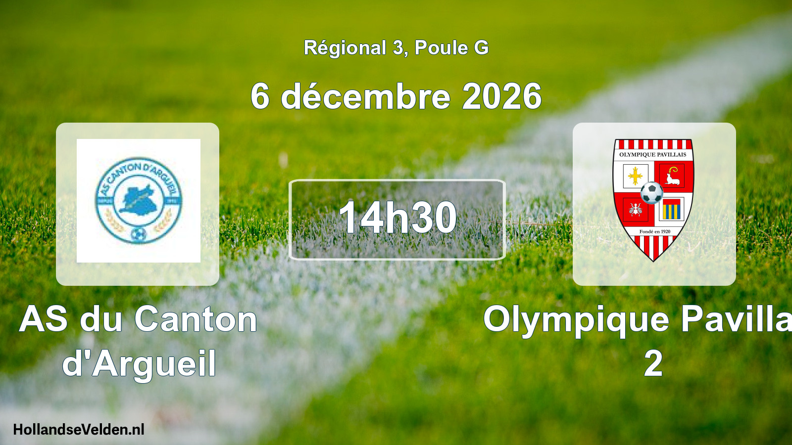 Scheduled Match: AS du Canton d'Argueil - Olympique Pavillais 2 (6 December 2026)