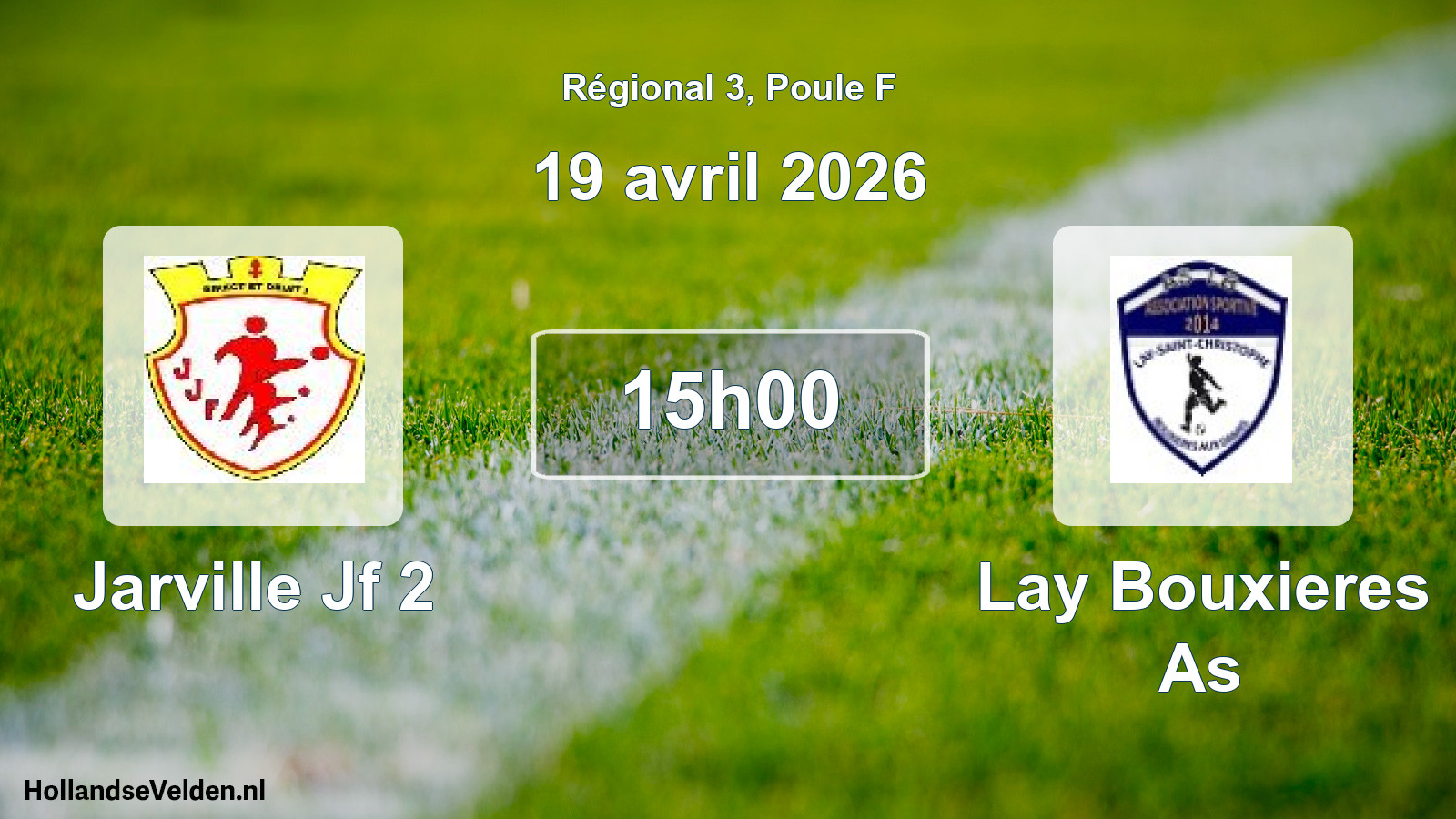 Geplande wedstrijd: Jarville Jf 2 - Lay Bouxieres As (19 avril 2026)