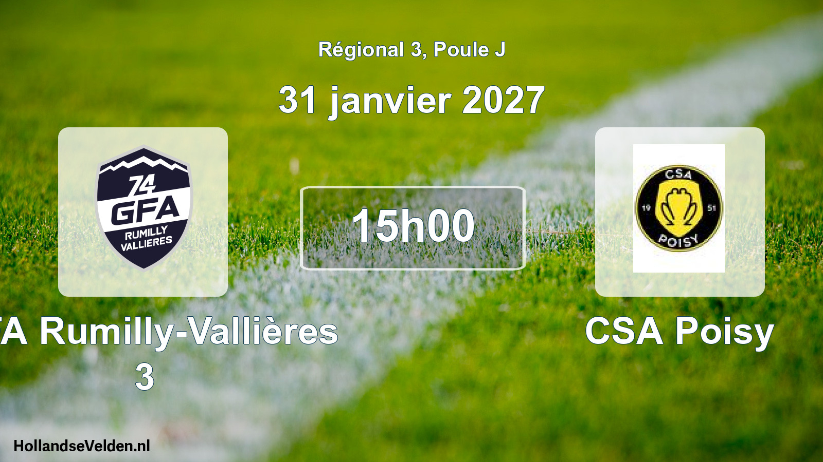 Match programmé: GFA Rumilly-Vallières 3 - CSA Poisy (31 janvier 2027)