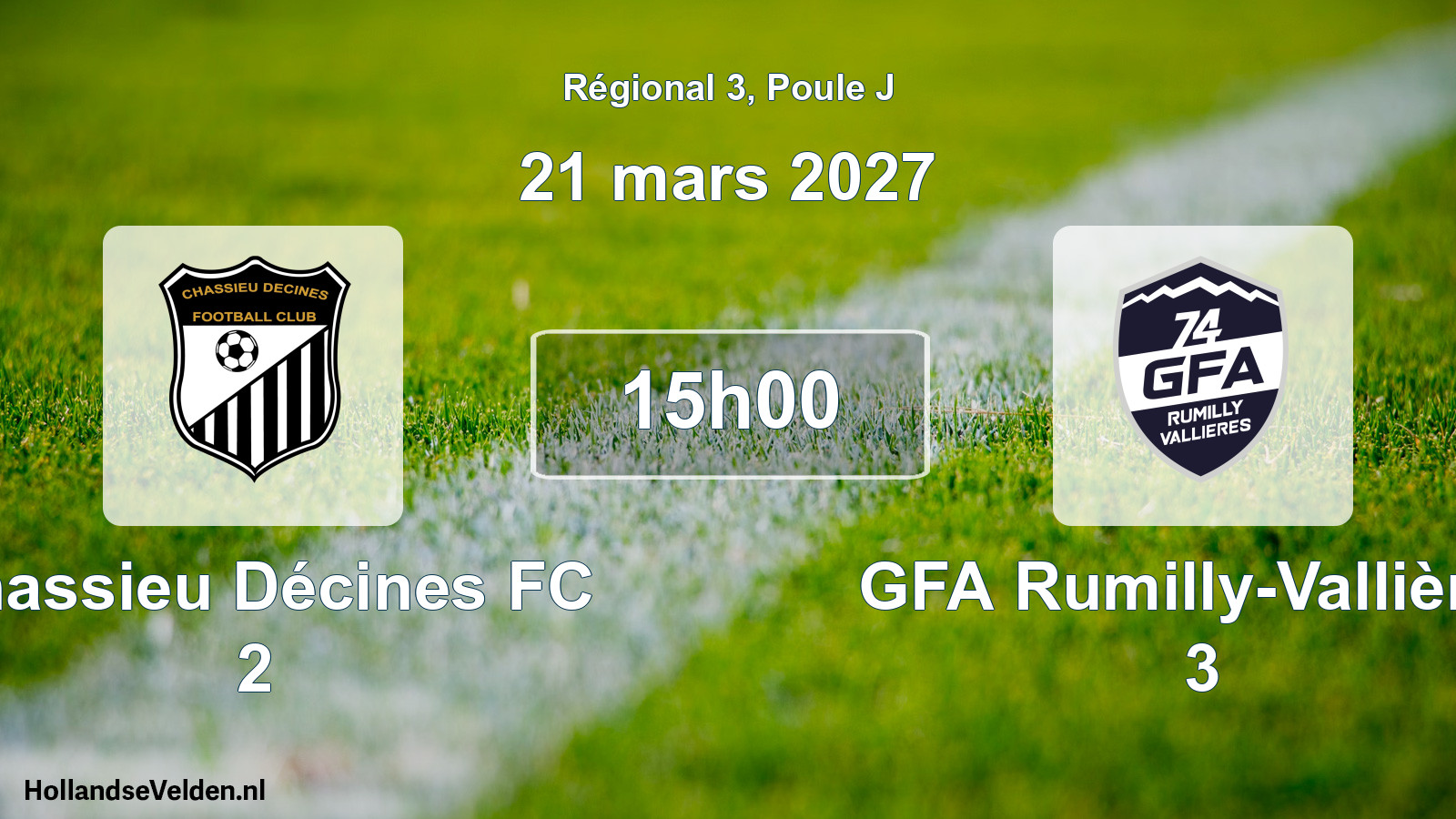 Match programmé: Chassieu Décines FC 2 - GFA Rumilly-Vallières 3 (21 mars 2027)