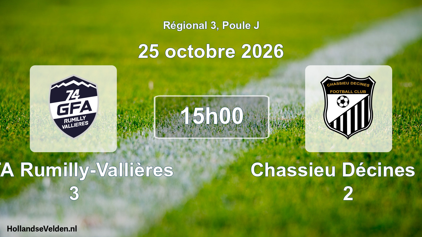 Match programmé: GFA Rumilly-Vallières 3 - Chassieu Décines FC 2 (25 octobre 2026)