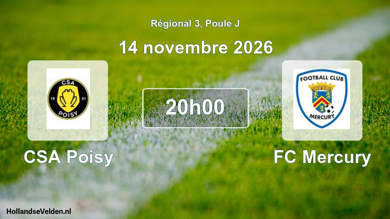 Match programmé: CSA Poisy - FC Mercury (14 novembre 2026)