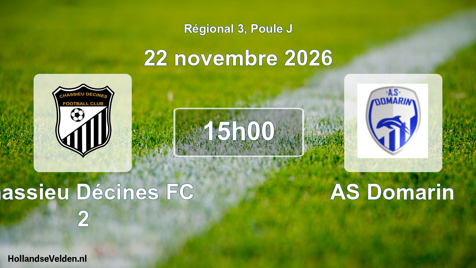 Match programmé: Chassieu Décines FC 2 - AS Domarin (22 novembre 2026)