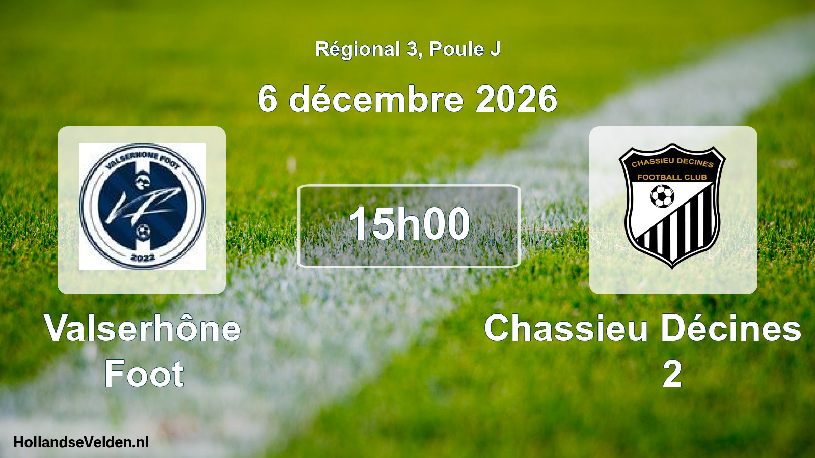 Match programmé: Valserhône Foot - Chassieu Décines FC 2 (6 décembre 2026)