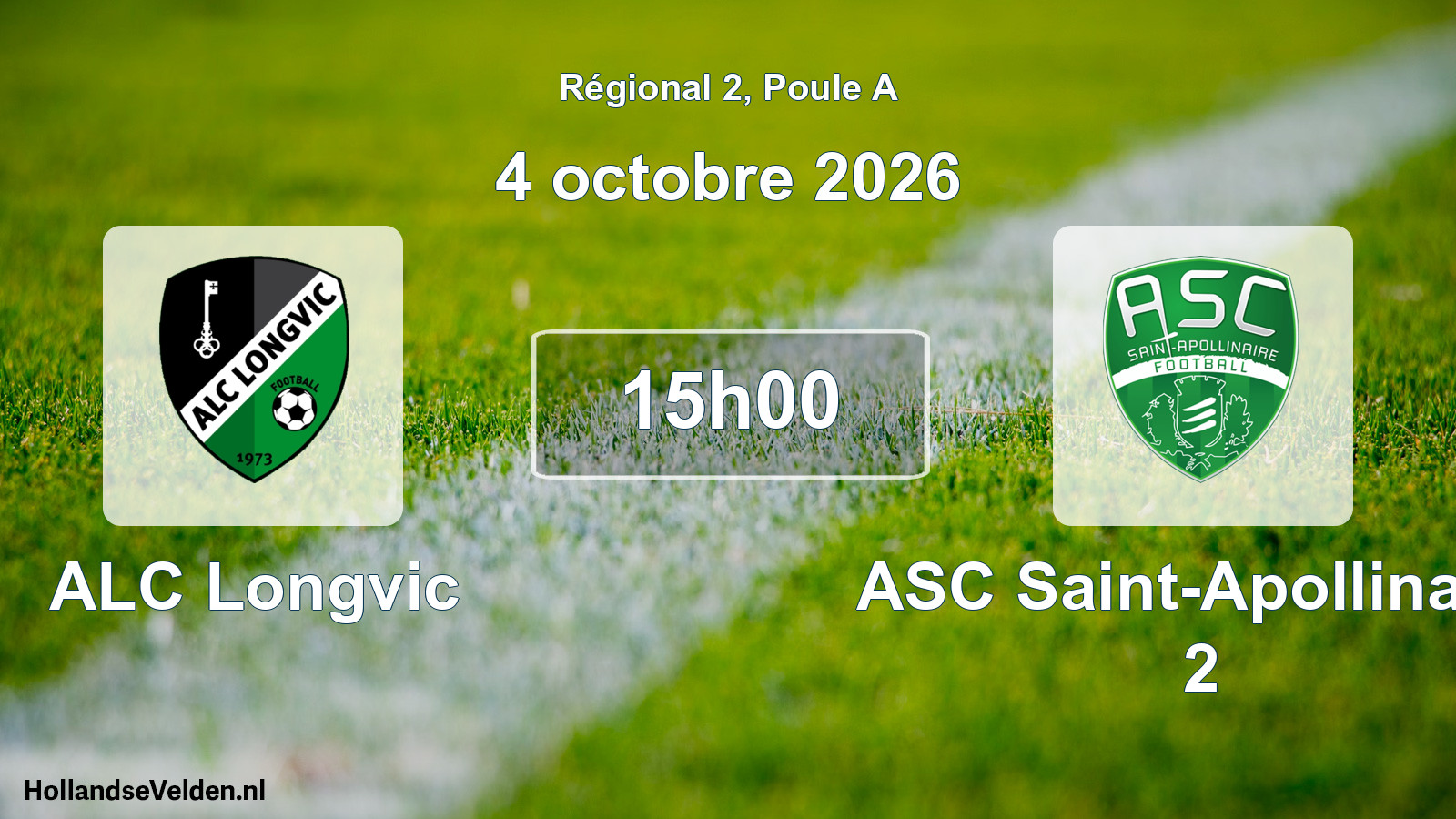 Match programmé: ALC Longvic - ASC Saint-Apollinaire 2 (4 octobre 2026)