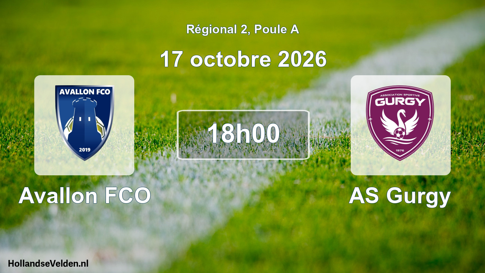 Match programmé: Avallon FCO - AS Gurgy (17 octobre 2026)