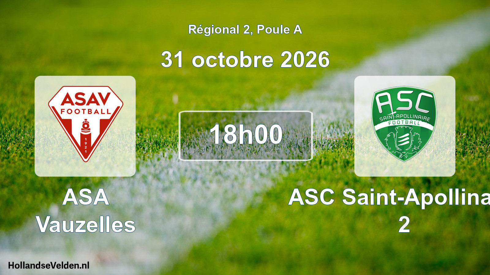 Scheduled Match: ASA Vauzelles - ASC Saint-Apollinaire 2 (31 October 2026)