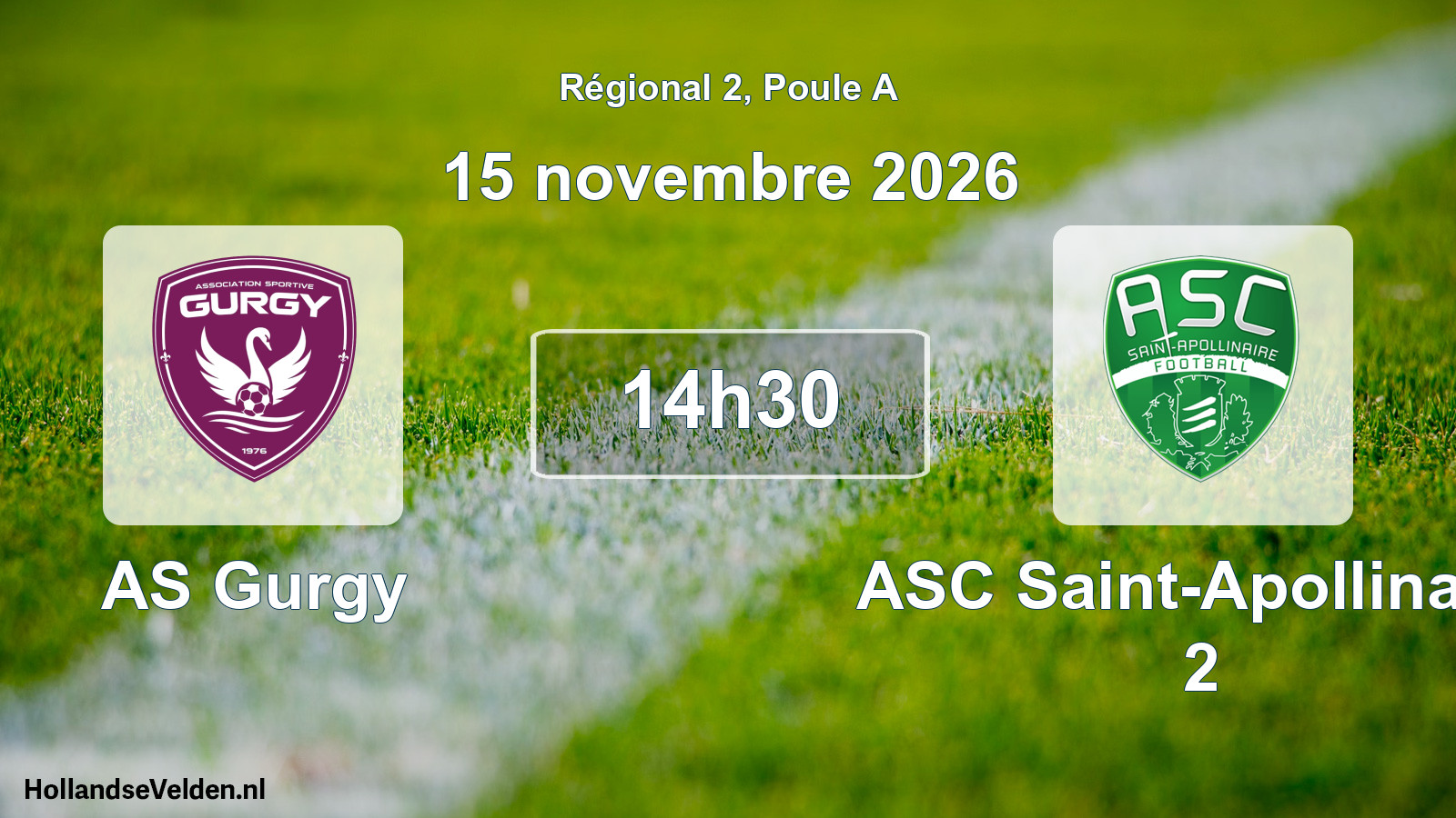 Scheduled Match: AS Gurgy - ASC Saint-Apollinaire 2 (15 November 2026)