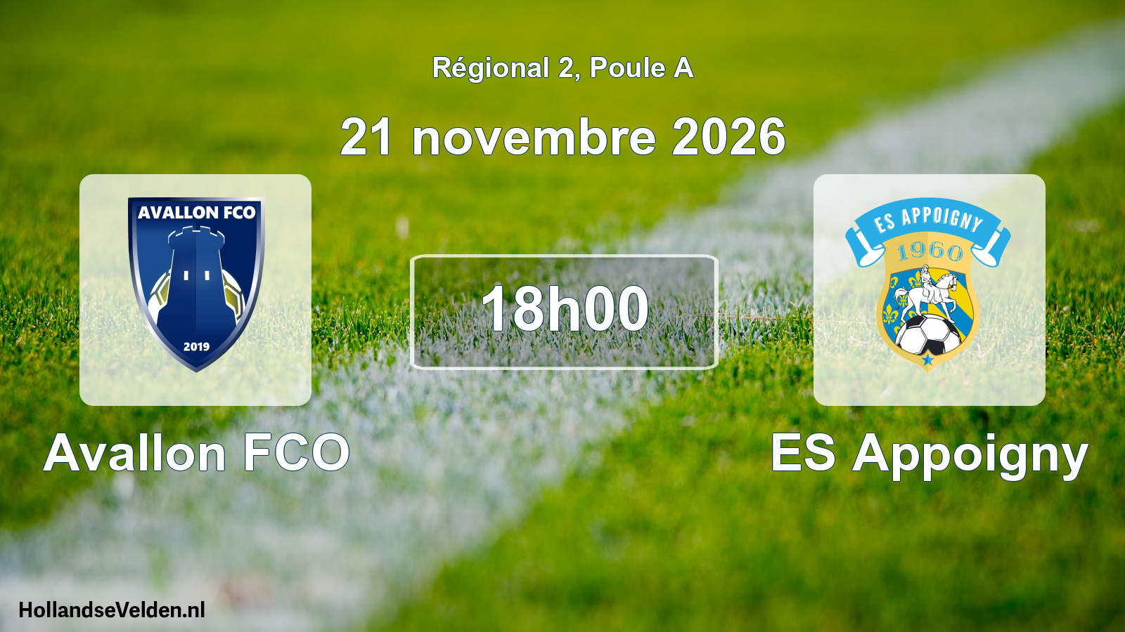 Match programmé: Avallon FCO - ES Appoigny (21 novembre 2026)