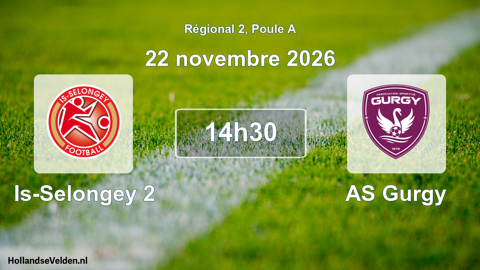 Match programmé: Is-Selongey 2 - AS Gurgy (22 novembre 2026)