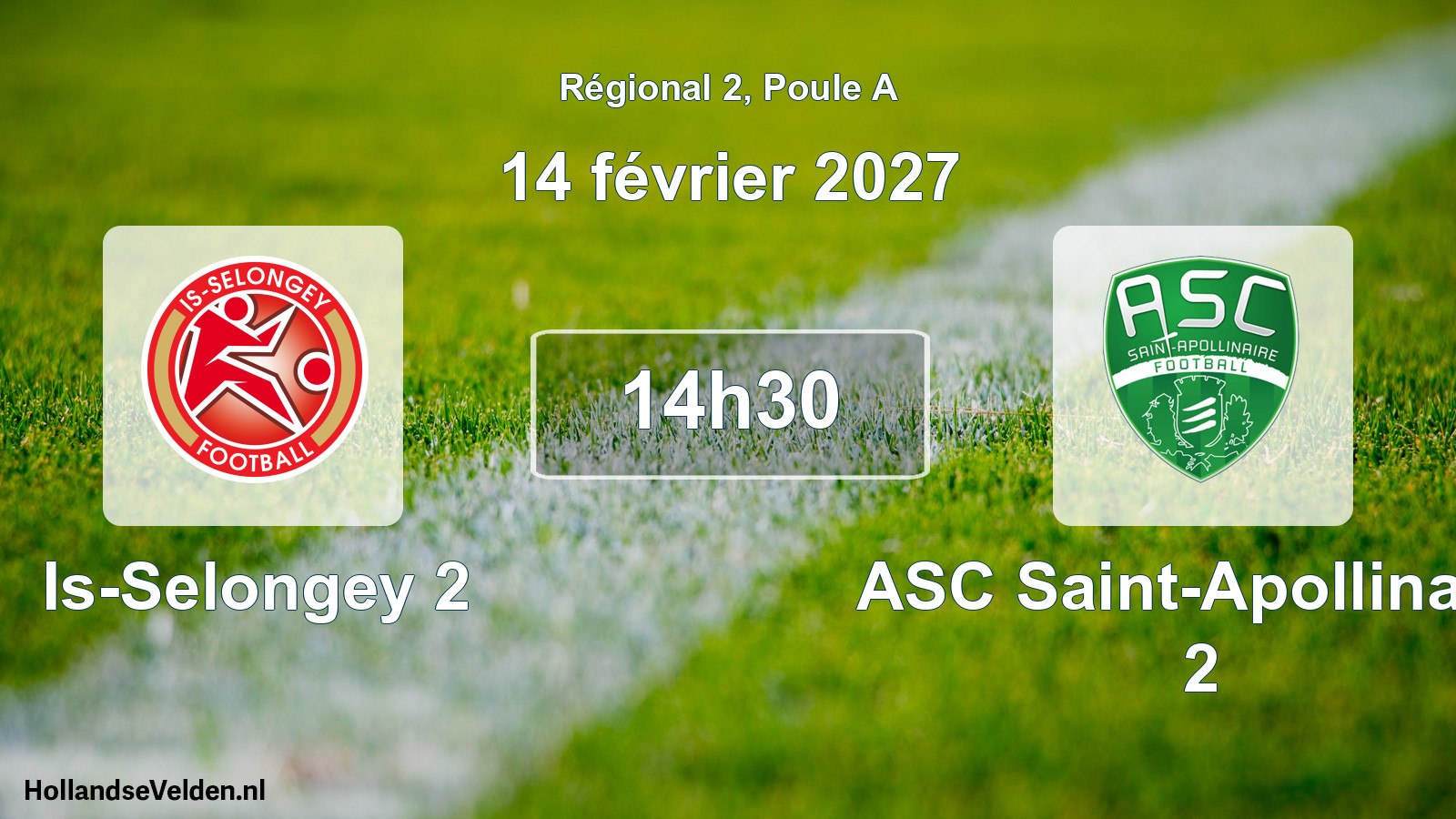 Match programmé: Is-Selongey 2 - ASC Saint-Apollinaire 2 (14 février 2027)