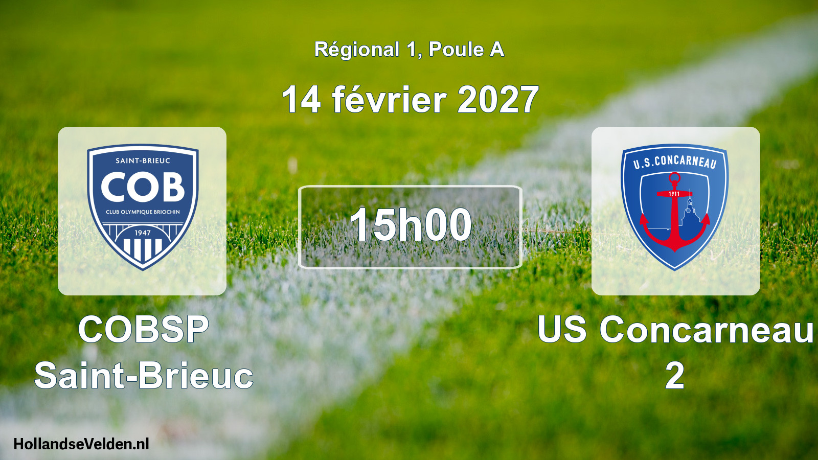 Match programmé: COBSP Saint-Brieuc - US Concarneau 2 (14 février 2027)