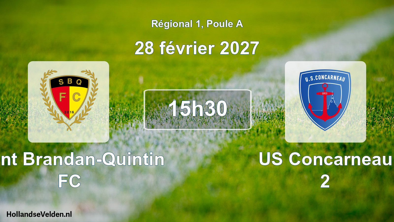 Match programmé: Saint Brandan-Quintin FC - US Concarneau 2 (28 février 2027)