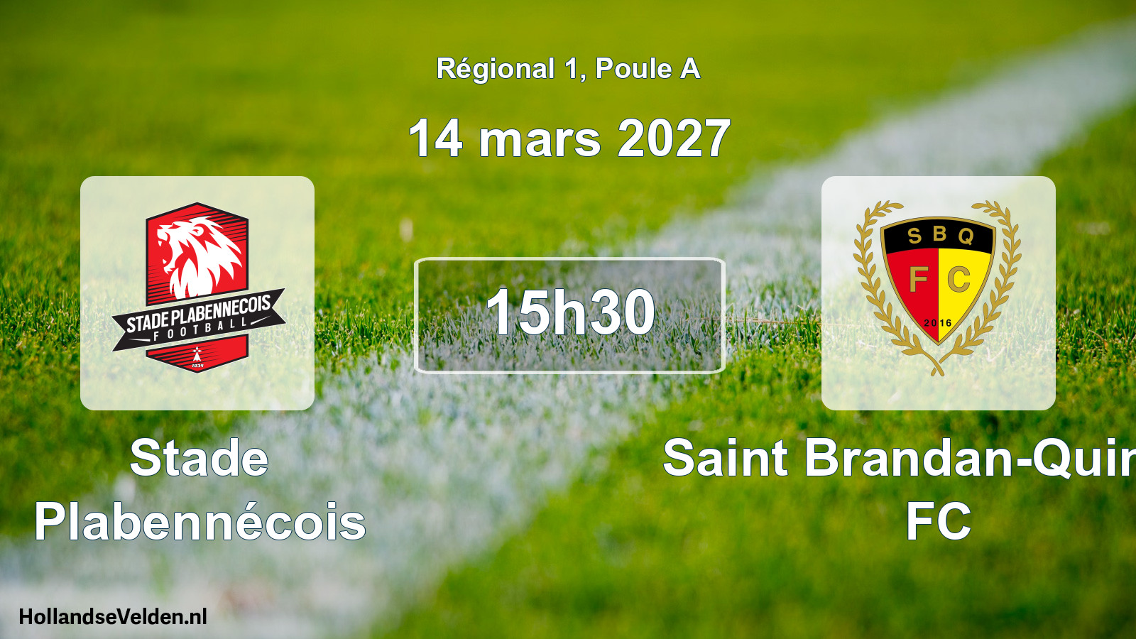 Match programmé: Stade Plabennécois - Saint Brandan-Quintin FC (14 mars 2027)