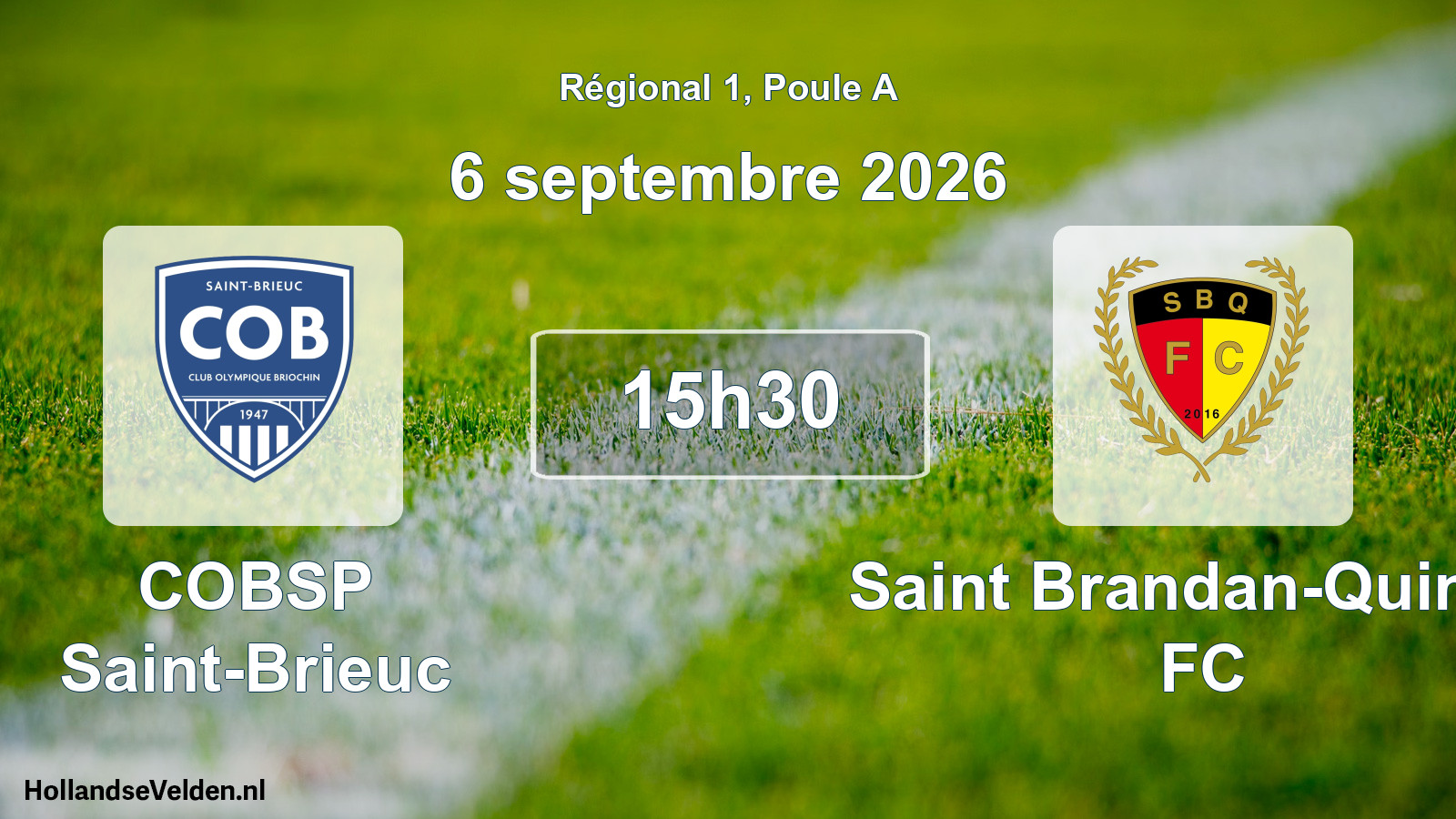Match programmé: COBSP Saint-Brieuc - Saint Brandan-Quintin FC (6 septembre 2026)