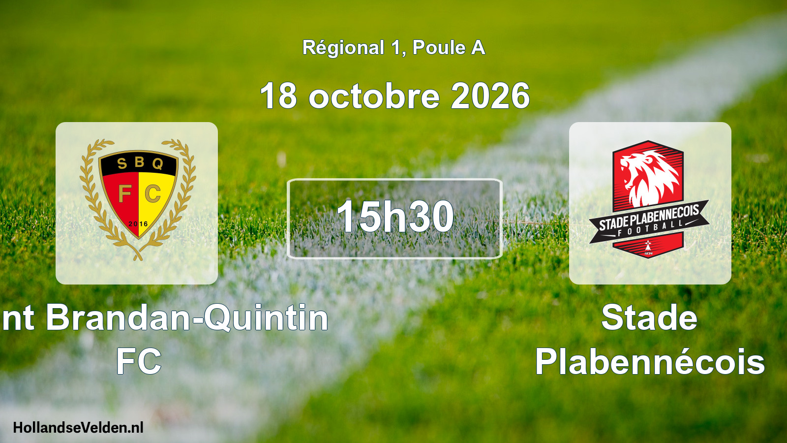 Match programmé: Saint Brandan-Quintin FC - Stade Plabennécois (18 octobre 2026)