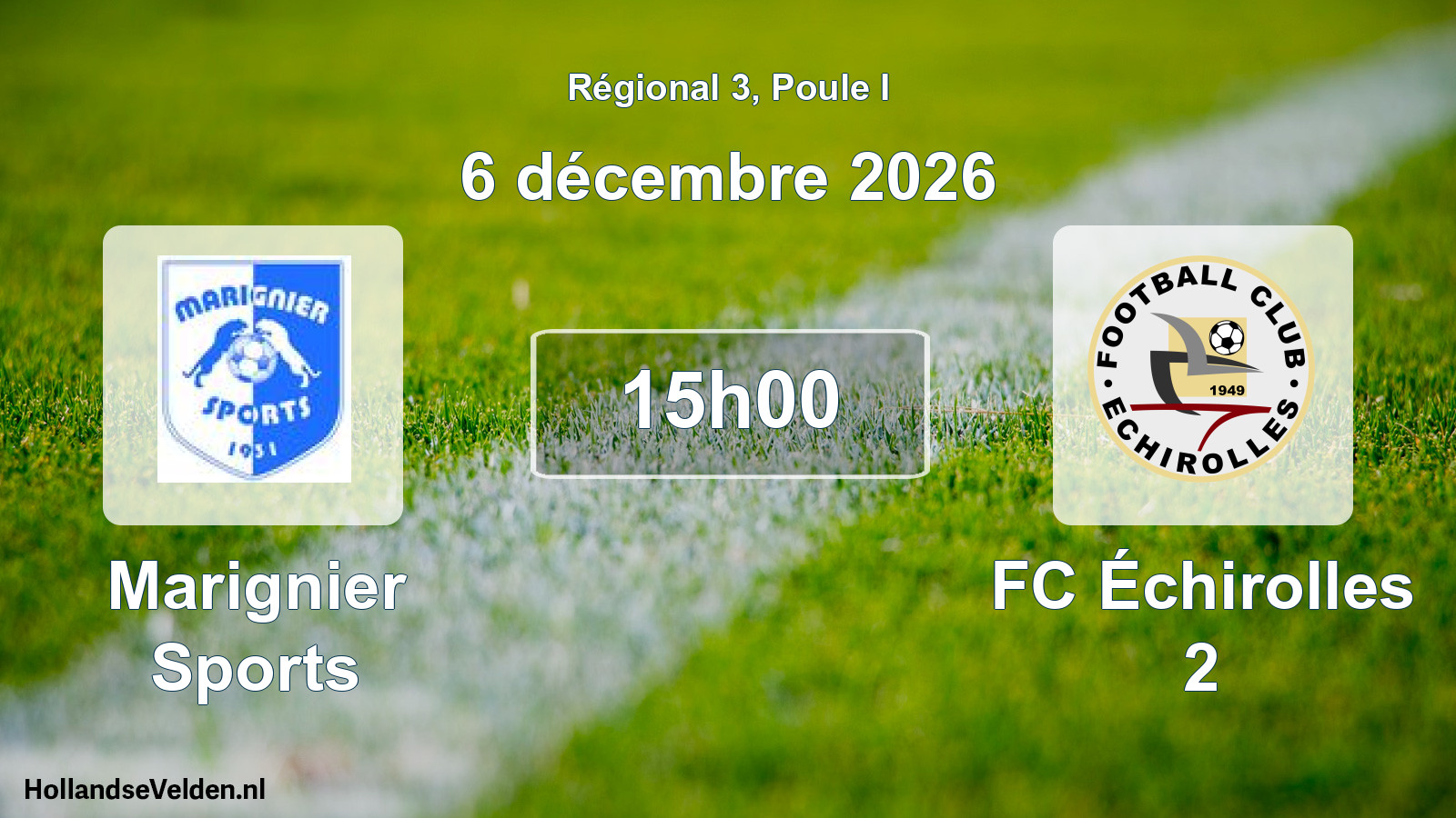 Match programmé: Marignier Sports - FC Échirolles 2 (6 décembre 2026)