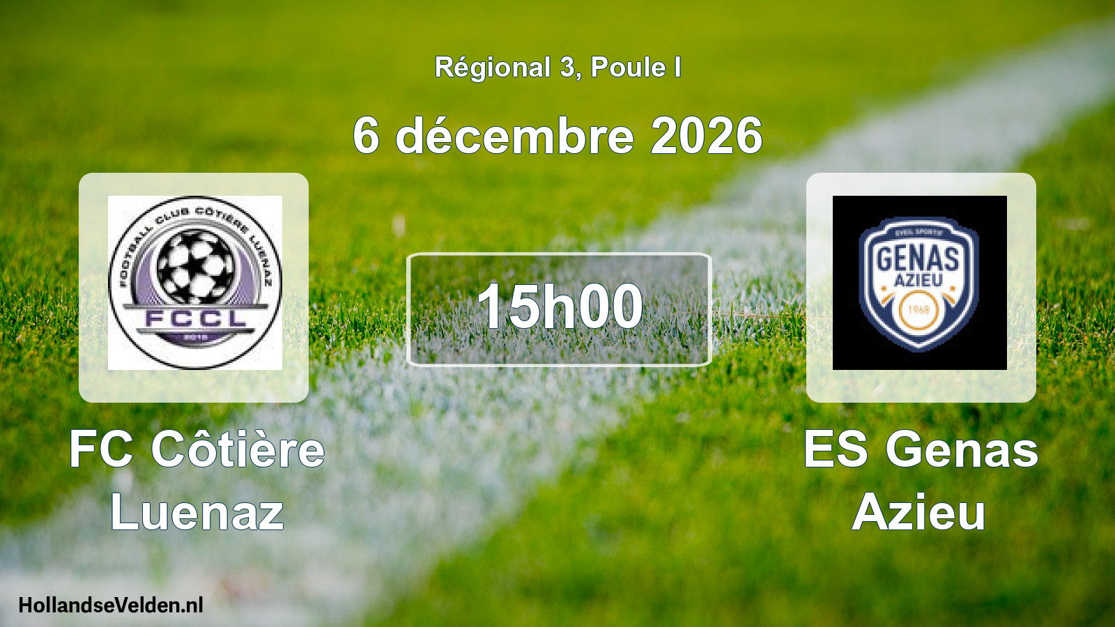 Match programmé: FC Côtière Luenaz - ES Genas Azieu (6 décembre 2026)