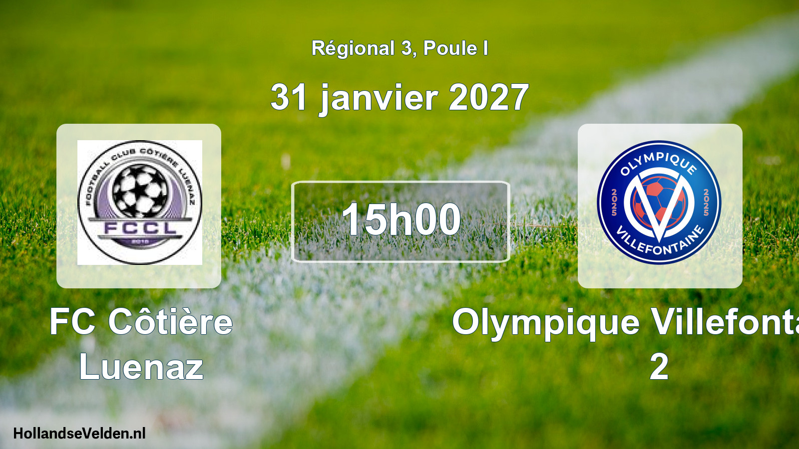 Scheduled Match: FC Côtière Luenaz - Olympique Villefontaine 2 (31 January 2027)