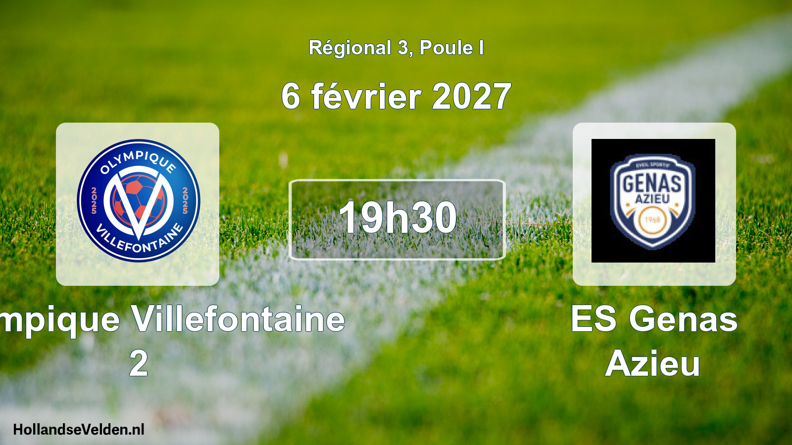 Scheduled Match: Olympique Villefontaine 2 - ES Genas Azieu (6 February 2027)