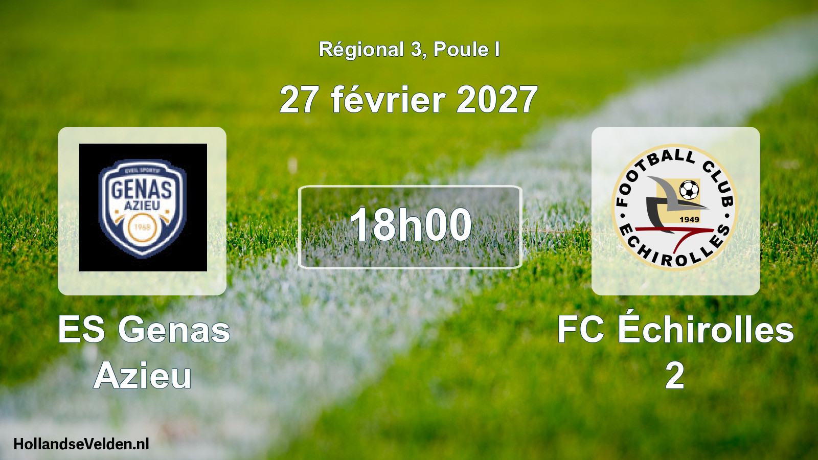 Match programmé: ES Genas Azieu - FC Échirolles 2 (27 février 2027)