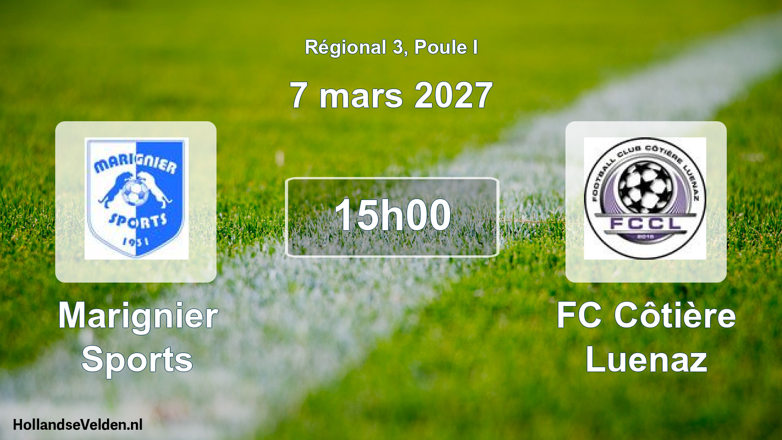 Match programmé: Marignier Sports - FC Côtière Luenaz (7 mars 2027)