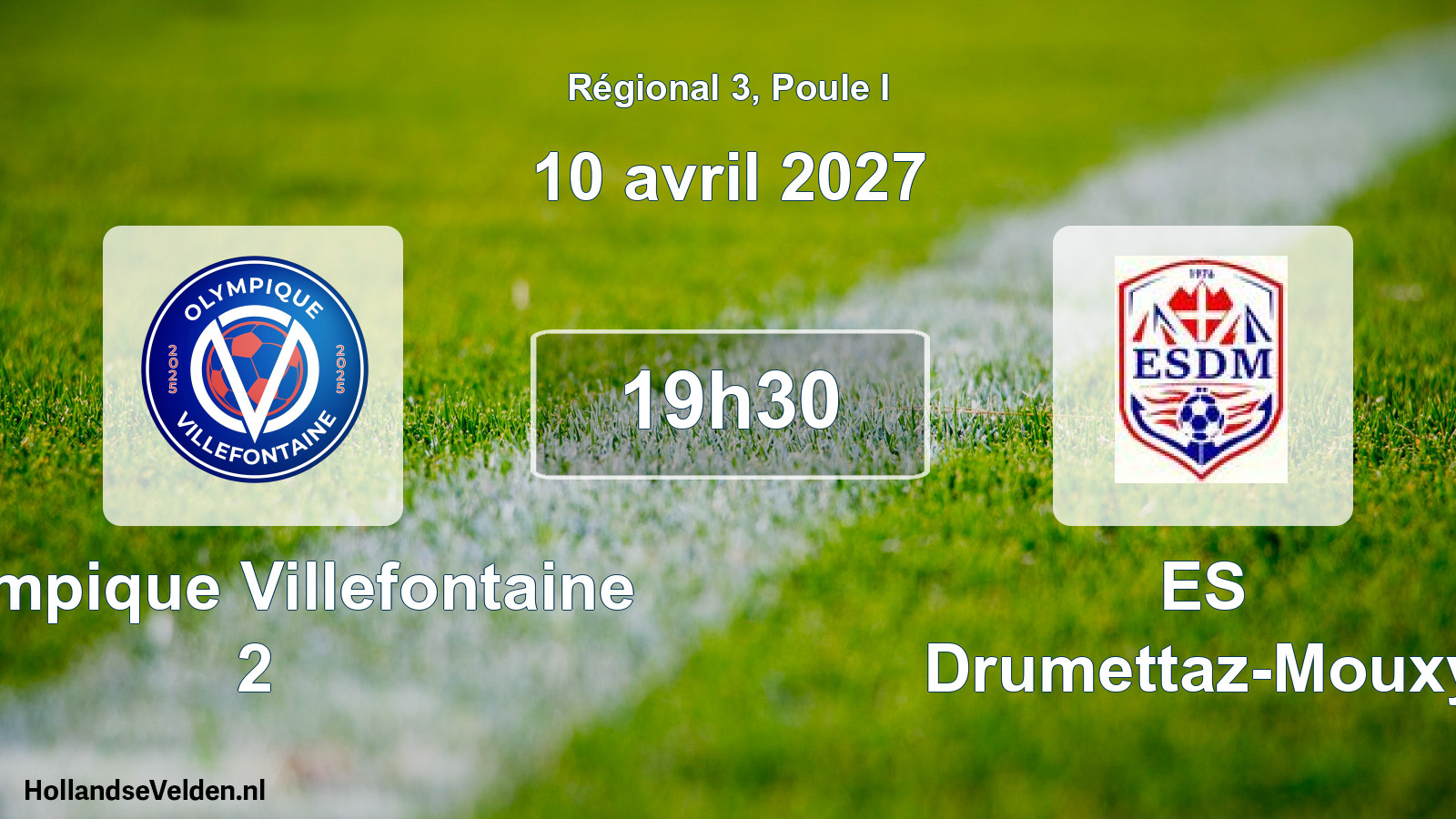 Match programmé: Olympique Villefontaine 2 - ES Drumettaz-Mouxy (10 avril 2027)