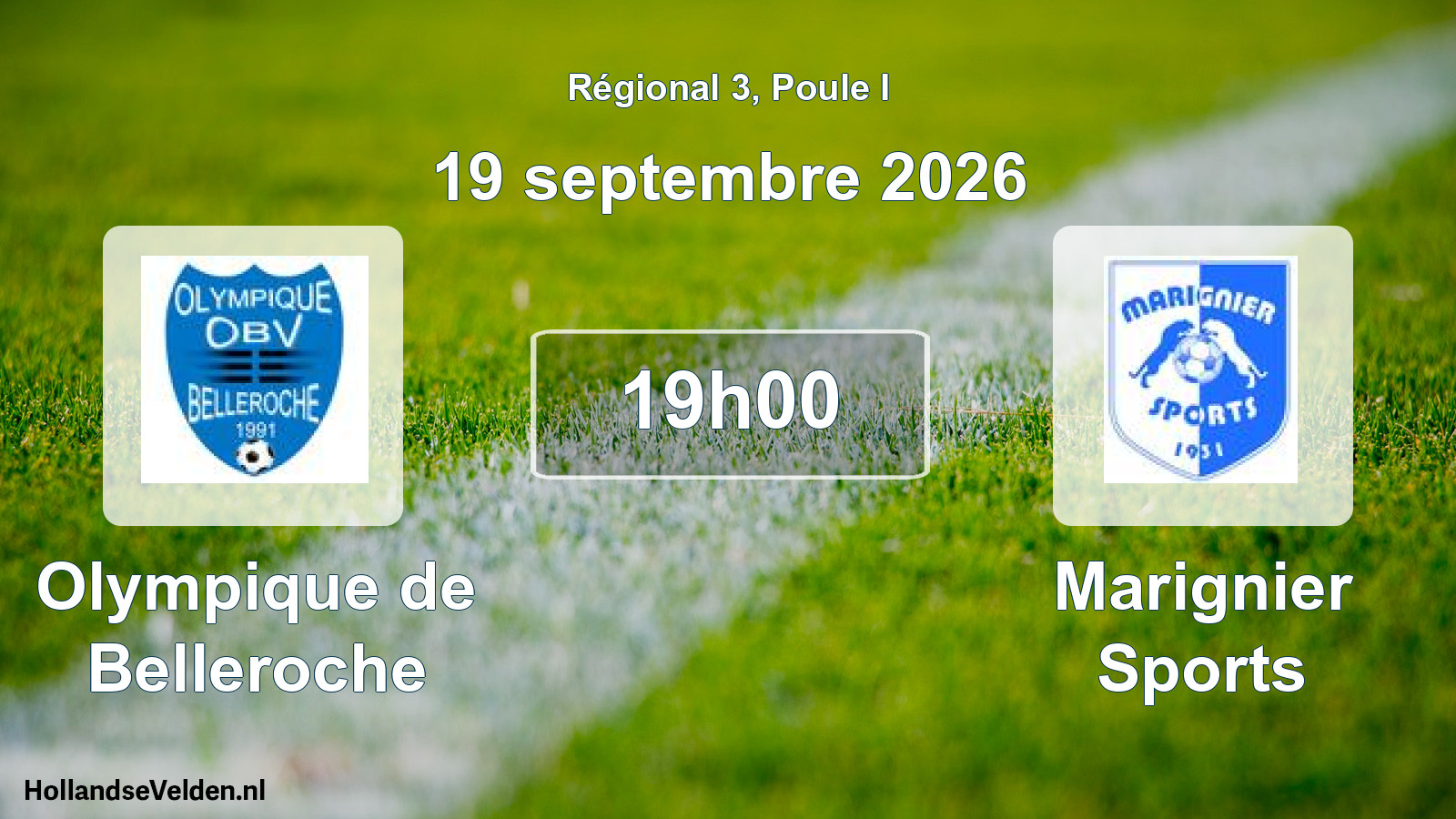 Match programmé: Olympique de Belleroche - Marignier Sports (19 septembre 2026)
