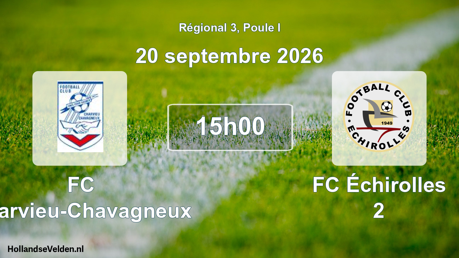 Match programmé: FC Charvieu-Chavagneux - FC Échirolles 2 (20 septembre 2026)
