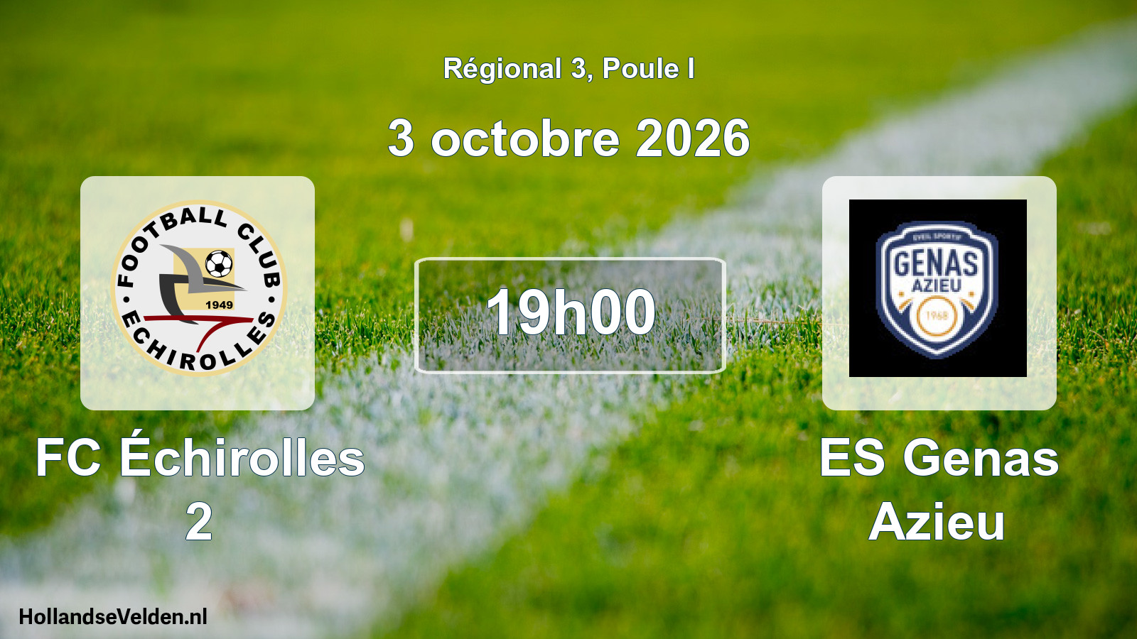 Match programmé: FC Échirolles 2 - ES Genas Azieu (3 octobre 2026)