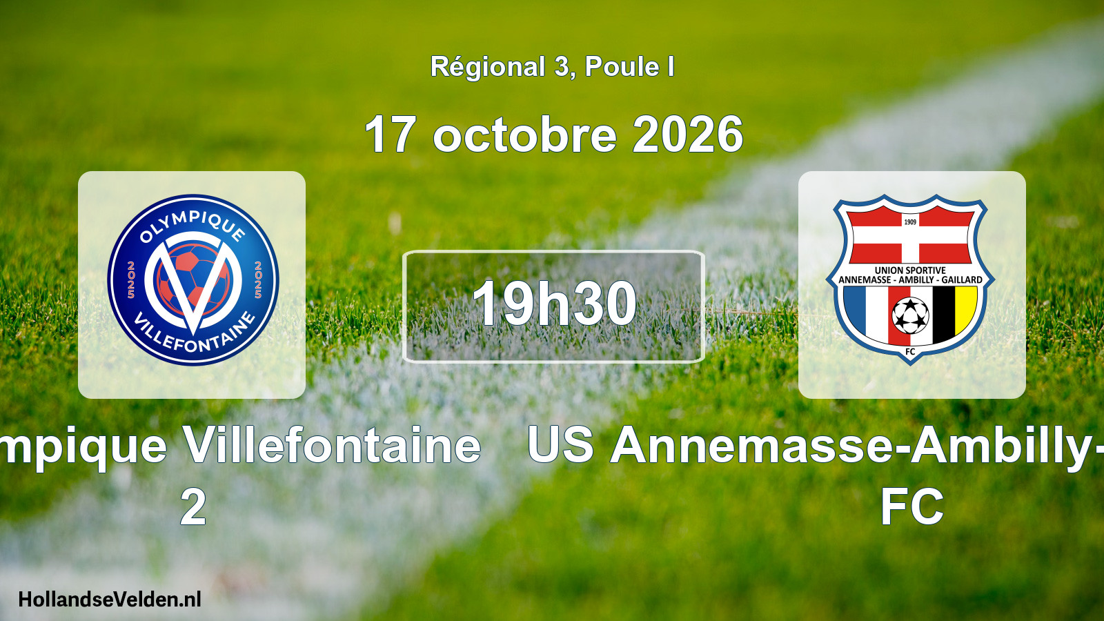Match programmé: Olympique Villefontaine 2 - US Annemasse-Ambilly-Gaillard FC (17 octobre 2026)