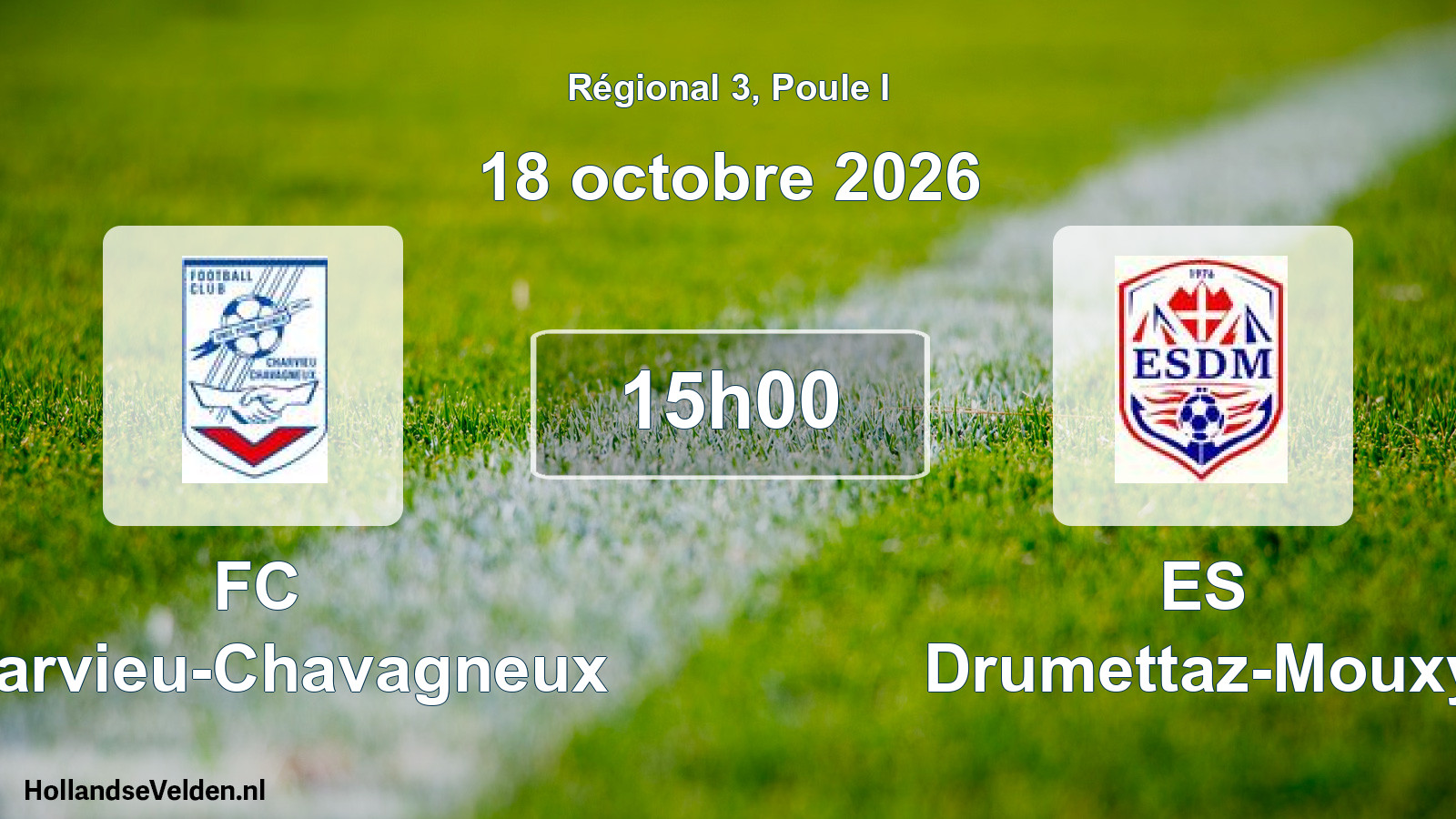 Match programmé: FC Charvieu-Chavagneux - ES Drumettaz-Mouxy (18 octobre 2026)