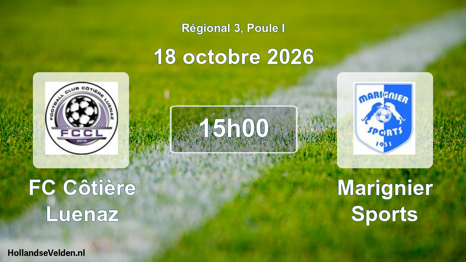 Match programmé: FC Côtière Luenaz - Marignier Sports (18 octobre 2026)