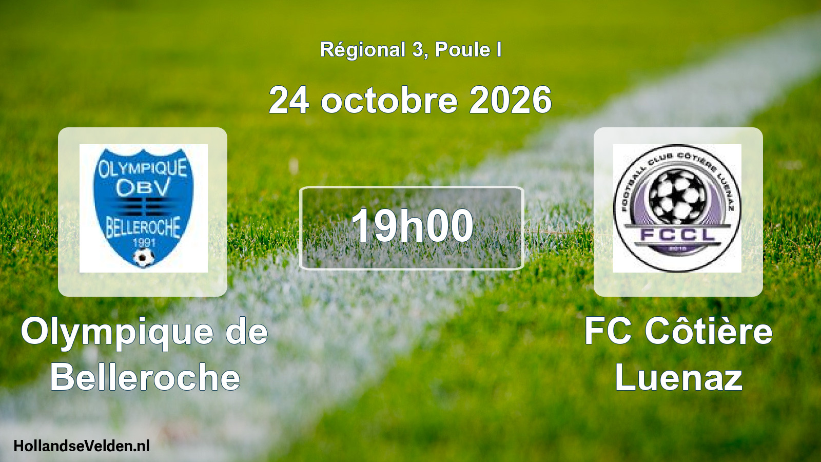 Match programmé: Olympique de Belleroche - FC Côtière Luenaz (24 octobre 2026)