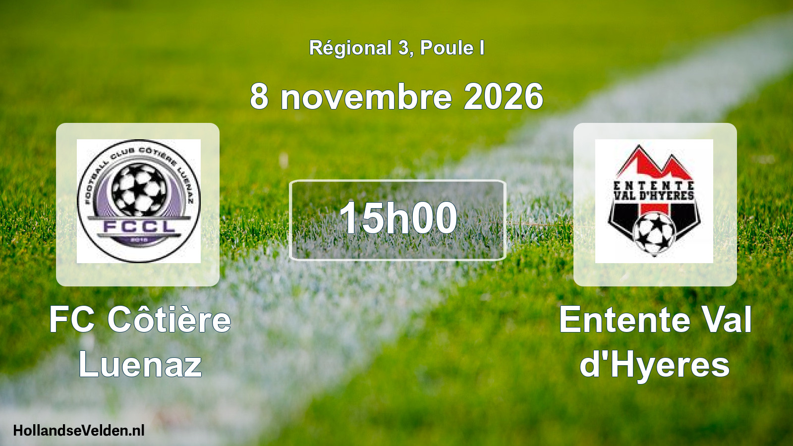 Match programmé: FC Côtière Luenaz - Entente Val d'Hyeres (8 novembre 2026)