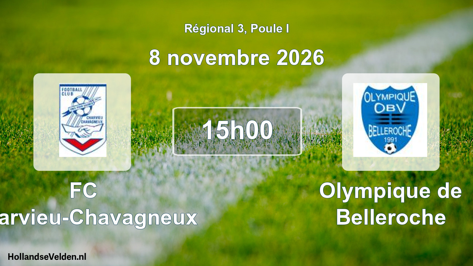 Match programmé: FC Charvieu-Chavagneux - Olympique de Belleroche (8 novembre 2026)