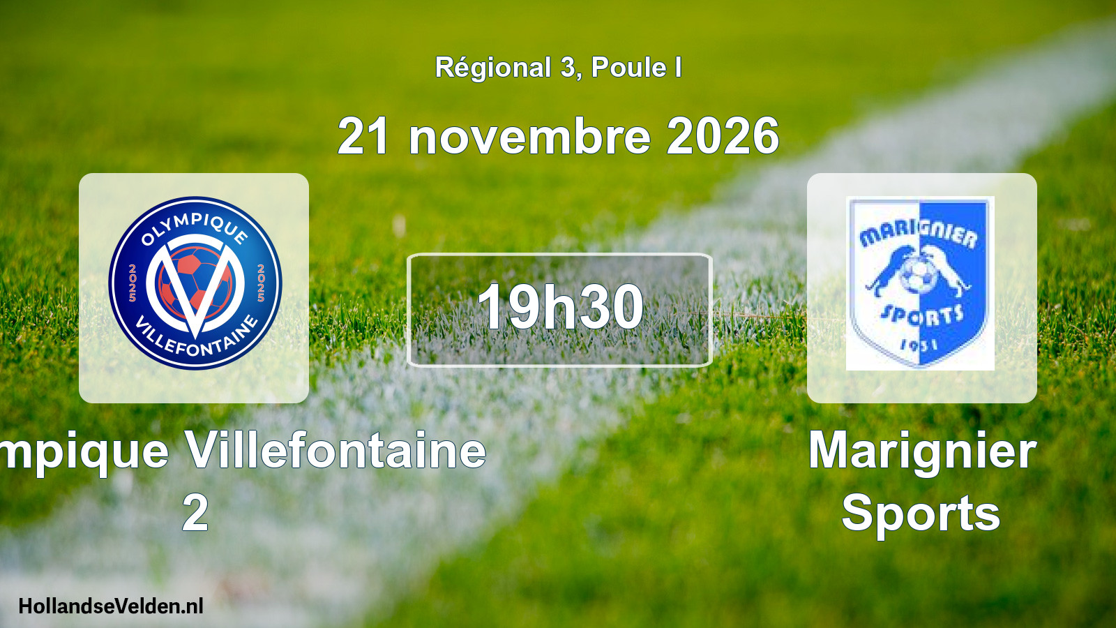 Scheduled Match: Olympique Villefontaine 2 - Marignier Sports (21 November 2026)